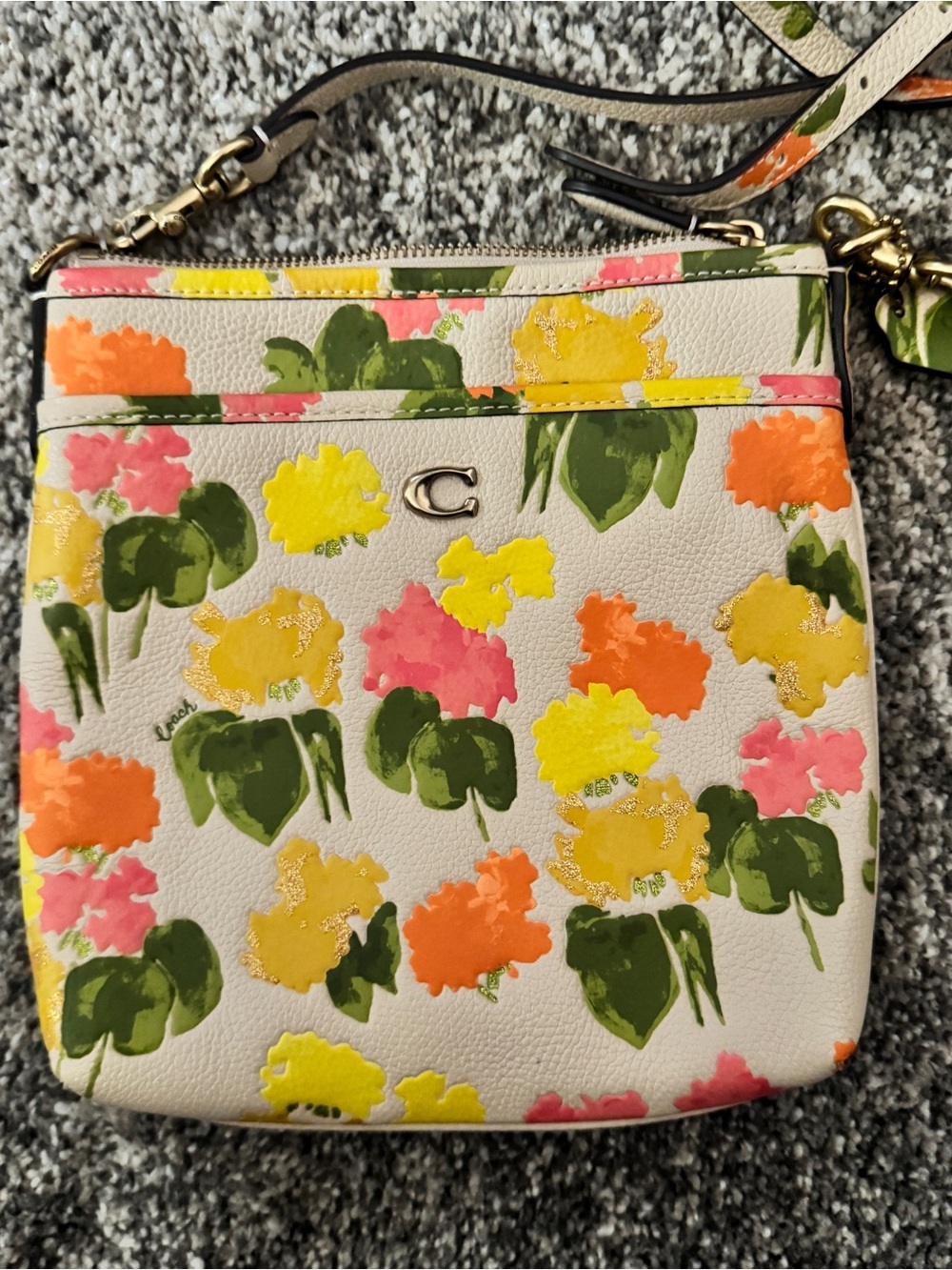 Coach Kurt Messenger Crossbody Bag - Cream, Yellow, Pink, Orange, Green